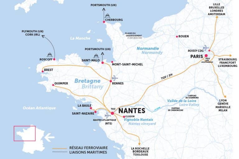 Carte de Nantes en France
