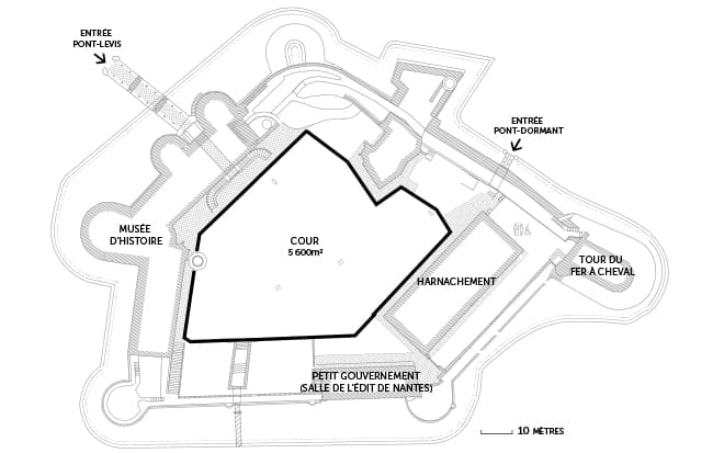 Plan de la cour du Château des ducs de Bretagne