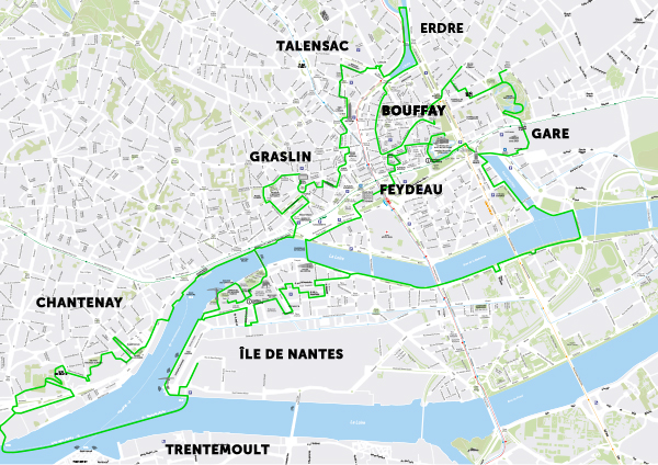 Plan des quartiers de Nantes