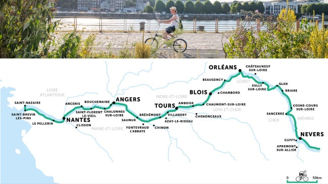 Carte parcours Loire à vélo