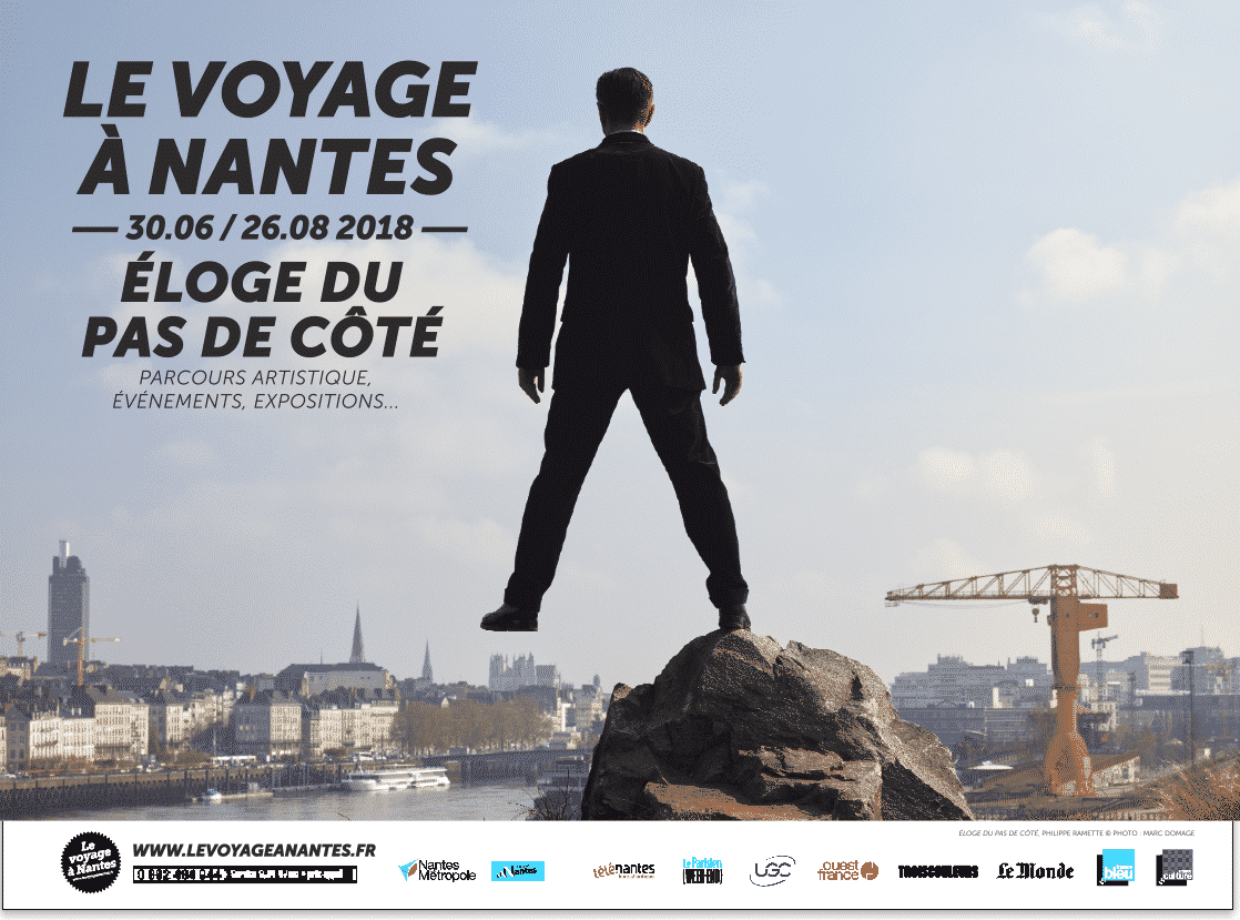 Éloge du pas de côté, Philippe Ramette, visuel de l'événement 2018 le Voyage à Nantes