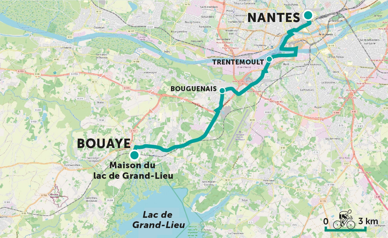 Carte parcours velo – Nantes – Bouaye Carte parcours vélo - Nantes - Bouaye