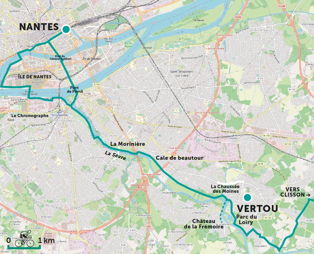 Carte parcours velo – Vignoble – Nantes – Vertou Carte parcours vélo - Vignoble - Nantes - Vertou